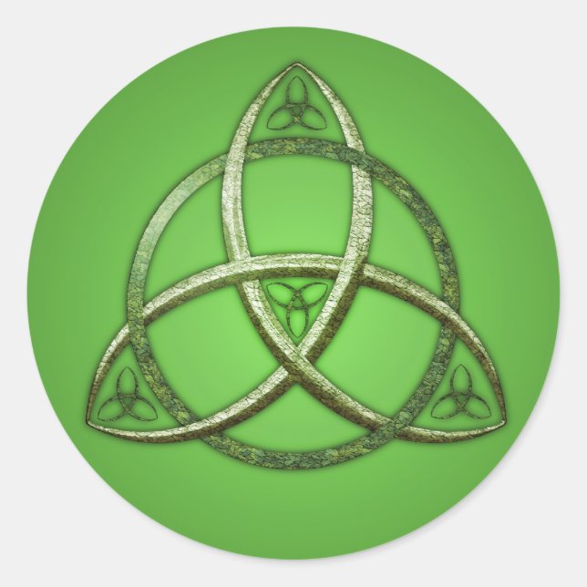 Green Celtic Trinity Knot Runder Aufkleber (Vorderseite)