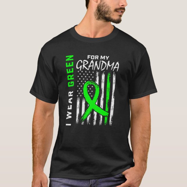 Green Cerebral Palsy Awareness Grandma American Fl T-Shirt (Vorderseite)