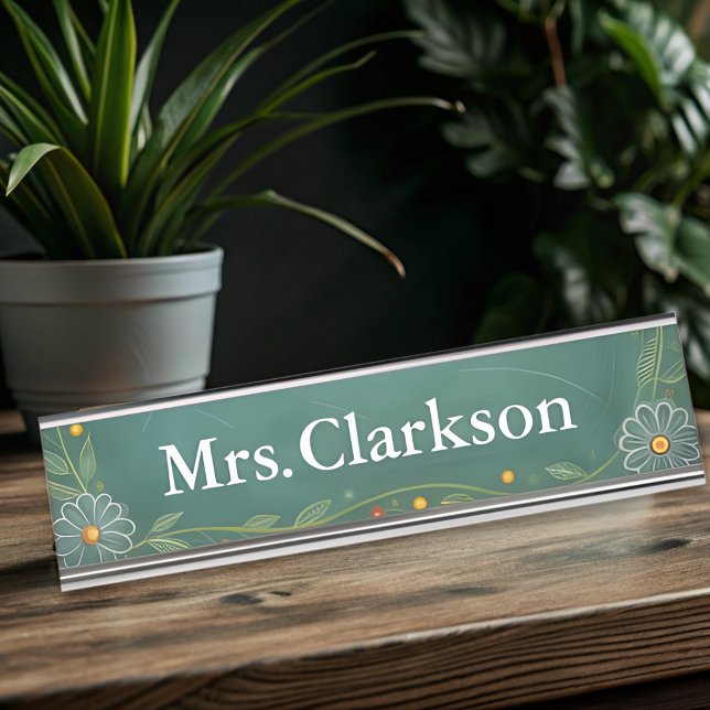 Green Chalk Board Teacher's Name Plate Schreibtischnamensplakette (Von Creator hochgeladen)