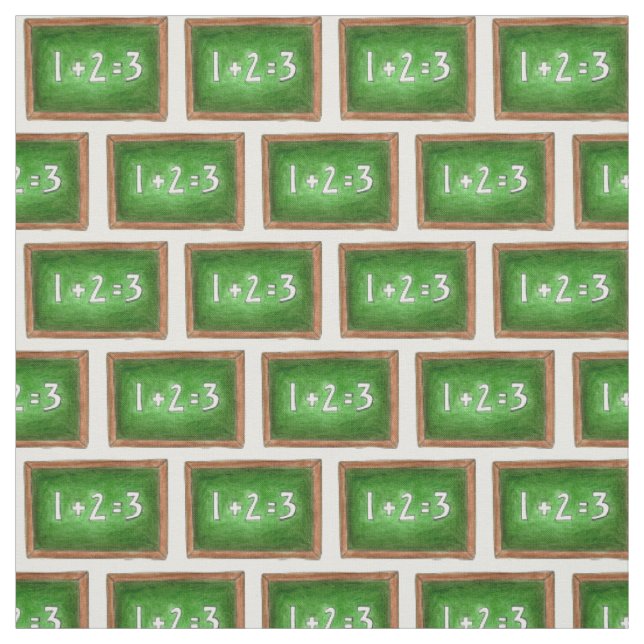 Green Chalkboard 1+2=3 Mathematik Lehrerschulausst Stoff (Muster)