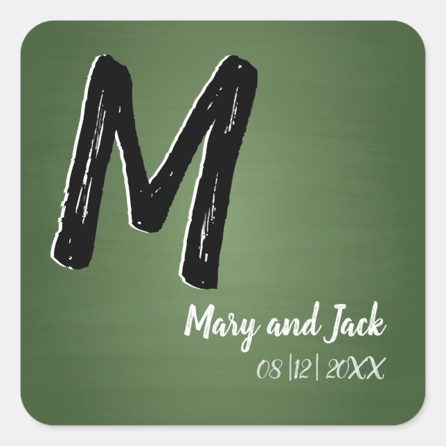 Green Chalkboard Rustikale Altschule Wert Quadratischer Aufkleber (Vorderseite)