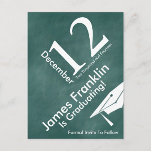 Green Chalkboard Trendy Save the Date Abschluss Ankündigungspostkarte