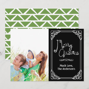 Green Chalkboard Typografie Frohe Weihnachts-Foto Feiertagskarte