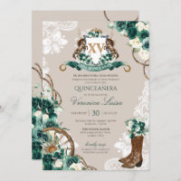 Green Charro Floral Horse Wappen Quinceanera