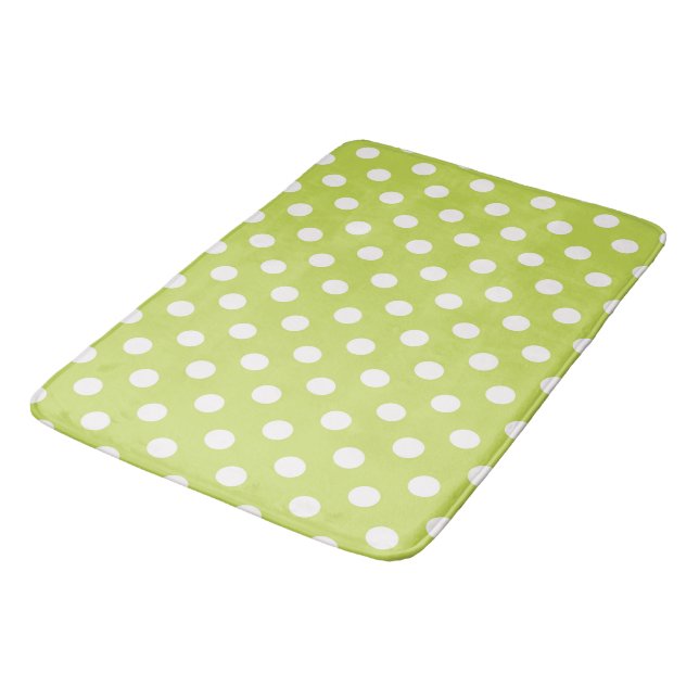Green Chartreuse & White Polka Dot Badematte (Schrägansicht)