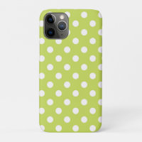 Green Chartreuse & White Polka Dot