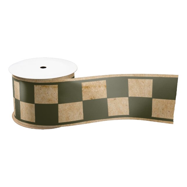 Green Checked Ribbon Satinband (Spule)