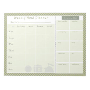 Green Checked Weekly Meal Planner Notizblock