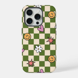 Green Checkerboard Aesthetic Phone Case iPhone 15 Pro Hülle