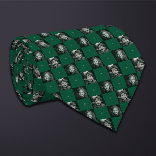Green Checkerboard Foto Muster 2 Foto Neck Tie Krawatte