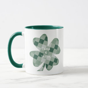 Green Checkered Lucky Clover mit mehreren Namen Tasse