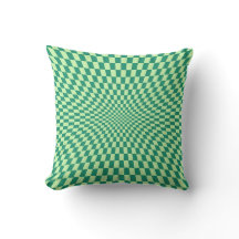 Green Checkered Optical Illusion Throw Kissen