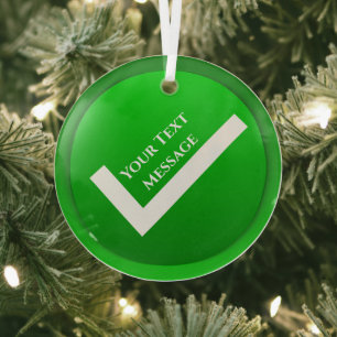 Green Checkmark Symbol Weihnachten Ornament Aus Glas