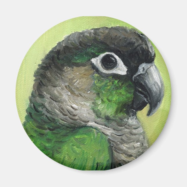 "Green Cheeked Conure" Bird Art Magnet (Vorne)