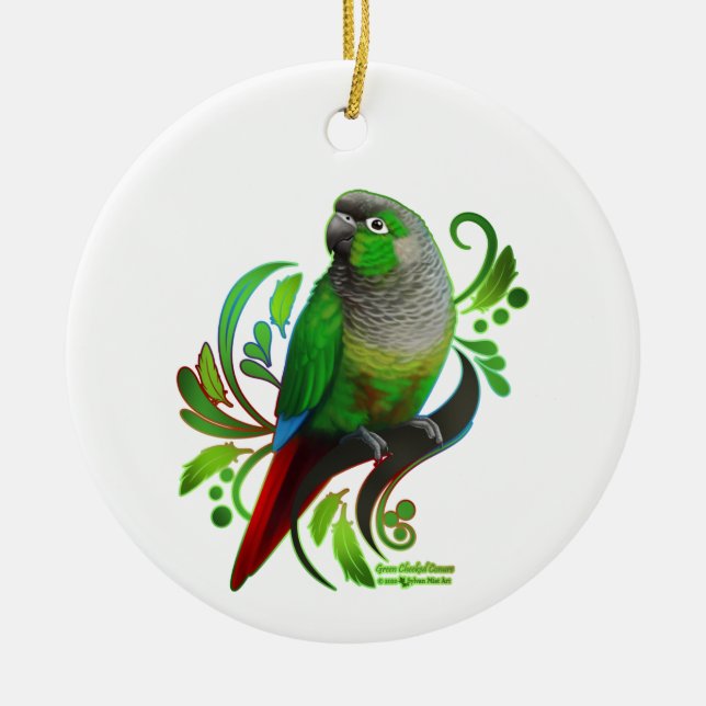 Green Cheeked Conure Keramik Ornament (Vorne)