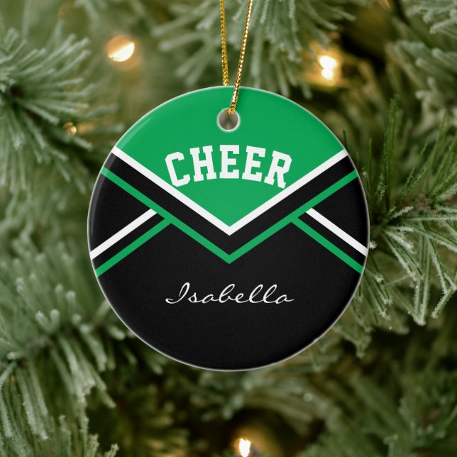 Green Cheerleader 2S für einen Cheerleader 📣 💖 Keramik Ornament (Baum)