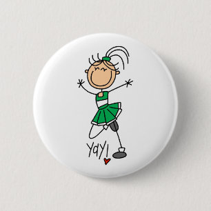 Green Cheerleader Button
