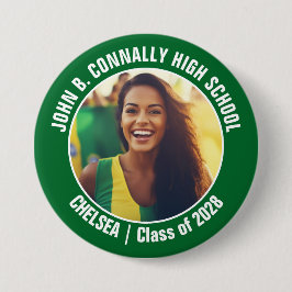 Green Cheerleader Foto High School Spirit Button