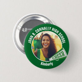 Green Cheerleader Foto High School Spirit Cheerlea Button