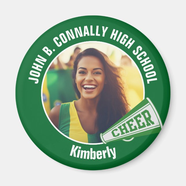 Green Cheerleader Foto High School Spirit Cheerlea Magnet (Vorne)