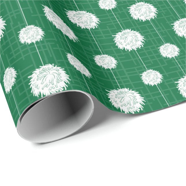 Green Cheerleader Pom Pom Muster Geschenkpapier (Rolleneckpunkt)