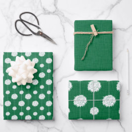 Green Cheerleader Pom Pom Muster Geschenkpapier Set
