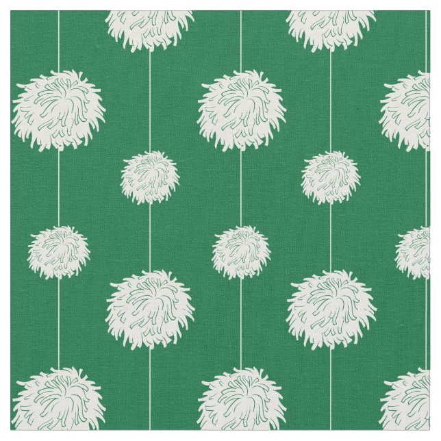 Green Cheerleader Pom Pom Muster Stoff (Nahaufnahme)