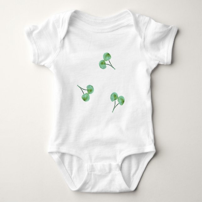 Green Cherry Muster Baby Strampler (Vorderseite)