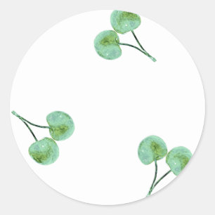 Green Cherry Muster Runder Aufkleber