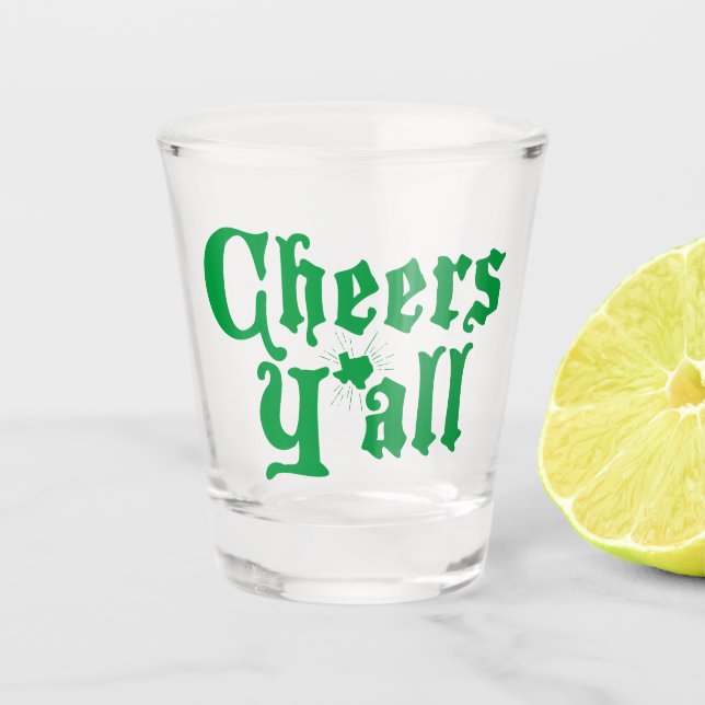 Green Ches Y'all Shot Glass Schnapsglas (Vorderseite)