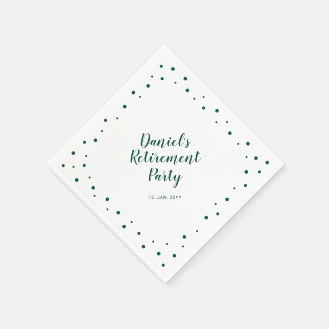 Green Chic Confetti Modern Retirement Party Serviette (Ecke)