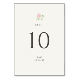 Green | Chic Floral Rose Wedding Table Number Card Tischnummer