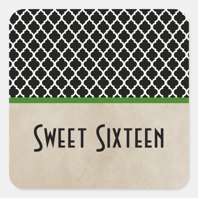 Green Chic Quarto Sweet 16 Stickers (Vorderseite)