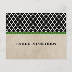 Green Chic Quatrefoil Tischnummer Postcard