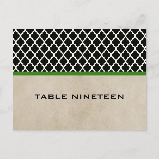 Green Chic Quatrefoil Tischnummer Postcard (Vorderseite)