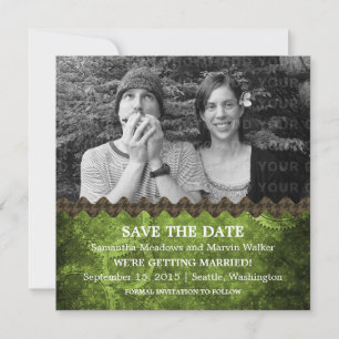 Green Chic Steampunk Foto Save the Date einladen Einladung
