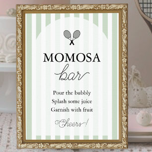 Green Chic Tennis Baby Dusche Momosa Bar Sign Poster