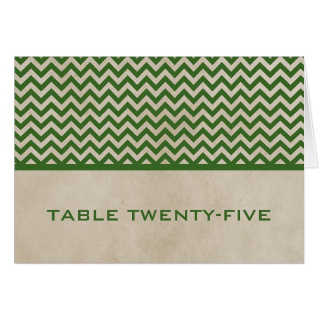 Green Chic Zickzack Tischnummer Card (Vorderseite (Horizontal))