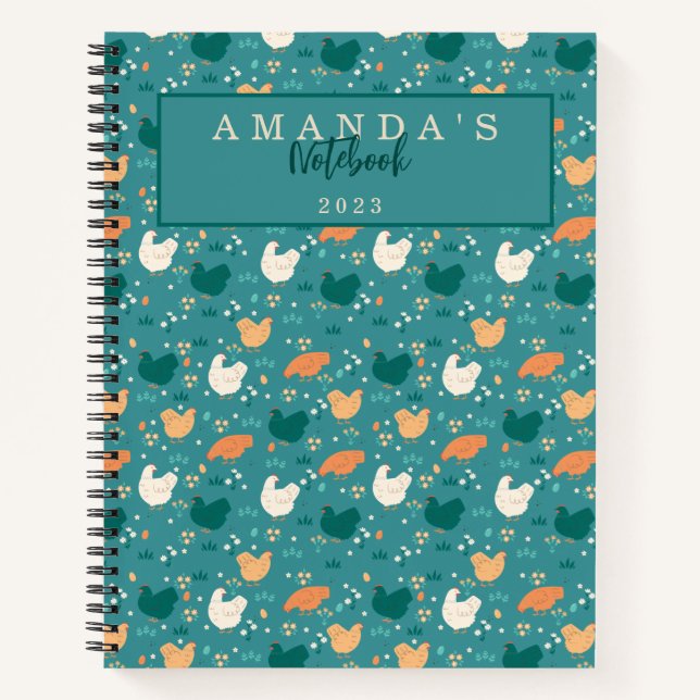 Green Chicken Farmhouse Notizbuch (Vorderseite)