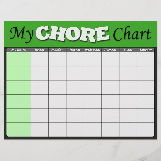 Green Children's Chore Charts Flyer (Vorne)