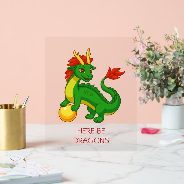 Green Chinese Dragon Acrylschild (Hochzeit)
