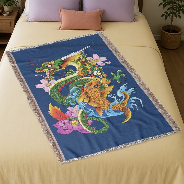 Green Chinese Dragon Koi Decke (Von Creator hochgeladen)