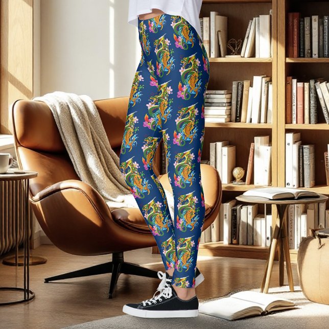 Green Chinese Dragon Koi Leggings (Von Creator hochgeladen)