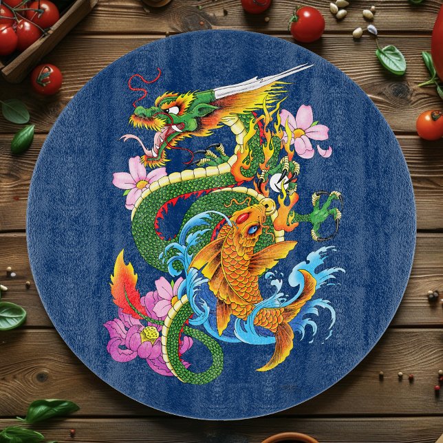 Green Chinese Dragon Koi Schneidebrett (Von Creator hochgeladen)