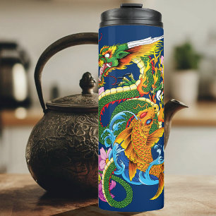Green Chinese Dragon Koi Thermosbecher