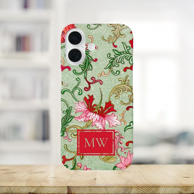 Green Chinese Floral Custom Monogram Case-Mate iPhone Hülle (Von Creator hochgeladen)