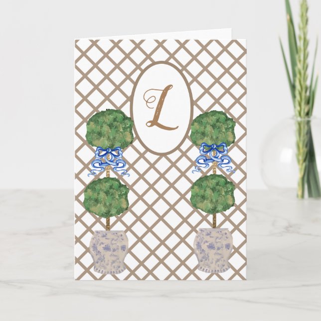 Green Chinoiserie Ginger Jar Jars Topiary Basket Karte (Vorderseite)