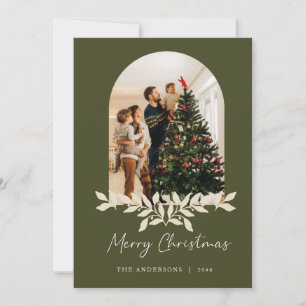 Green Christmas Arch Frame Family Foto Cards Feiertagskarte