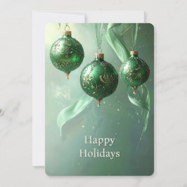 Green Christmas Ball Holiday Card Feiertagskarte