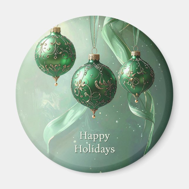 Green Christmas Ball Holiday Magnet (Vorne)